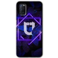 Oppo A52 Dark Neon Yaprak Ü Harfi Baskılı Uyumlu Silikon Kılıf