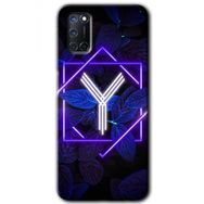 Oppo A52 Dark Neon Yaprak Y Harfi Baskılı Uyumlu Silikon Kılıf