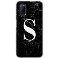 Oppo A52 Siyah Mermer Desenli Ş Harfi Baskılı Uyumlu Silikon Kılıf