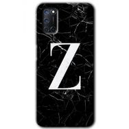 Oppo A52 Siyah Mermer Desenli Z Harfi Baskılı Uyumlu Silikon Kılıf