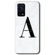Oppo A55 Beyaz Mermer Desenli A Harfi Baskılı Uyumlu Silikon Kılıf