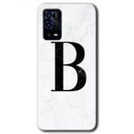 Oppo A55 Beyaz Mermer Desenli B Harfi Baskılı Uyumlu Silikon Kılıf