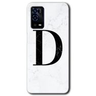 Oppo A55 Beyaz Mermer Desenli D Harfi Baskılı Uyumlu Silikon Kılıf