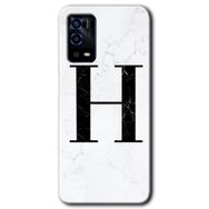 Oppo A55 Beyaz Mermer Desenli H Harfi Baskılı Uyumlu Silikon Kılıf