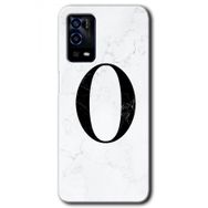 Oppo A55 Beyaz Mermer Desenli O Harfi Baskılı Uyumlu Silikon Kılıf