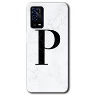 Oppo A55 Beyaz Mermer Desenli P Harfi Baskılı Uyumlu Silikon Kılıf