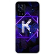 Oppo A55 Dark Neon Yaprak K Harfi Baskılı Uyumlu Silikon Kılıf