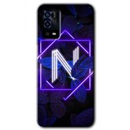 Oppo A55 Dark Neon Yaprak N Harfi Baskılı Uyumlu Silikon Kılıf