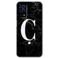 Oppo A55 Siyah Mermer Desenli C Harfi Baskılı Uyumlu Silikon Kılıf