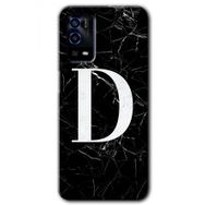 Oppo A55 Siyah Mermer Desenli D Harfi Baskılı Uyumlu Silikon Kılıf