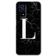 Oppo A55 Siyah Mermer Desenli L Harfi Baskılı Uyumlu Silikon Kılıf