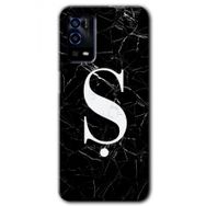 Oppo A55 Siyah Mermer Desenli Ş Harfi Baskılı Uyumlu Silikon Kılıf
