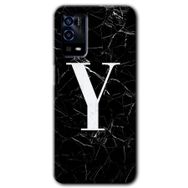 Oppo A55 Siyah Mermer Desenli Y Harfi Baskılı Uyumlu Silikon Kılıf