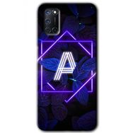 Oppo A72 Dark Neon Yaprak A Harfi Baskılı Uyumlu Silikon Kılıf