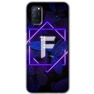 Oppo A72 Dark Neon Yaprak F Harfi Baskılı Uyumlu Silikon Kılıf