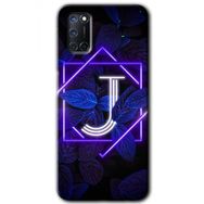 Oppo A72 Dark Neon Yaprak J Harfi Baskılı Uyumlu Silikon Kılıf