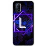Oppo A72 Dark Neon Yaprak L Harfi Baskılı Uyumlu Silikon Kılıf