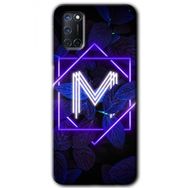 Oppo A72 Dark Neon Yaprak M Harfi Baskılı Uyumlu Silikon Kılıf