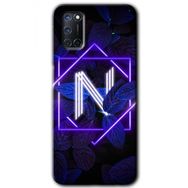 Oppo A72 Dark Neon Yaprak N Harfi Baskılı Uyumlu Silikon Kılıf