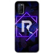 Oppo A72 Dark Neon Yaprak R Harfi Baskılı Uyumlu Silikon Kılıf