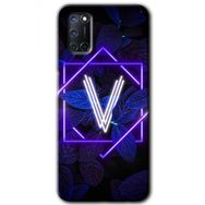 Oppo A72 Dark Neon Yaprak V Harfi Baskılı Uyumlu Silikon Kılıf