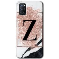 Oppo A72 Pembe Mermer Desenli Z Harfi Baskılı Uyumlu Silikon Kılıf