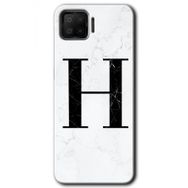 Oppo A73 Beyaz Mermer Desenli H Harfi Baskılı Uyumlu Silikon Kılıf