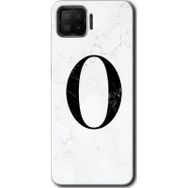 Oppo A73 Beyaz Mermer Desenli O Harfi Baskılı Uyumlu Silikon Kılıf