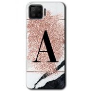 Oppo A73 Pembe Mermer Desenli A Harfi Baskılı Uyumlu Silikon Kılıf