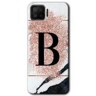 Oppo A73 Pembe Mermer Desenli B Harfi Baskılı Uyumlu Silikon Kılıf