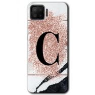Oppo A73 Pembe Mermer Desenli C Harfi Baskılı Uyumlu Silikon Kılıf