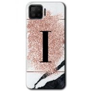Oppo A73 Pembe Mermer Desenli İ Harfi Baskılı Uyumlu Silikon Kılıf