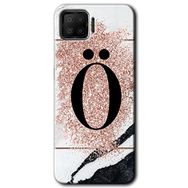 Oppo A73 Pembe Mermer Desenli O Harfi Baskılı Uyumlu Silikon Kılıf