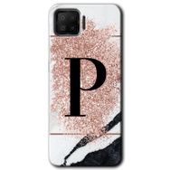 Oppo A73 Pembe Mermer Desenli P Harfi Baskılı Uyumlu Silikon Kılıf