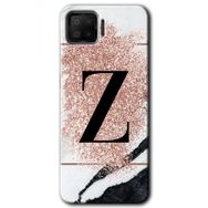 Oppo A73 Pembe Mermer Desenli Z Harfi Baskılı Uyumlu Silikon Kılıf