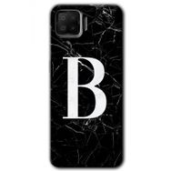 Oppo A73 Siyah Mermer Desenli B Harfi Baskılı Uyumlu Silikon Kılıf