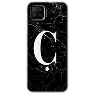 Oppo A73 Siyah Mermer Desenli C Harfi Baskılı Uyumlu Silikon Kılıf