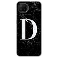 Oppo A73 Siyah Mermer Desenli D Harfi Baskılı Uyumlu Silikon Kılıf