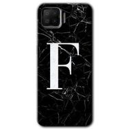 Oppo A73 Siyah Mermer Desenli F Harfi Baskılı Uyumlu Silikon Kılıf