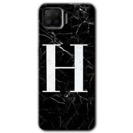 Oppo A73 Siyah Mermer Desenli H Harfi Baskılı Uyumlu Silikon Kılıf