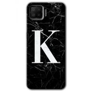 Oppo A73 Siyah Mermer Desenli K Harfi Baskılı Uyumlu Silikon Kılıf