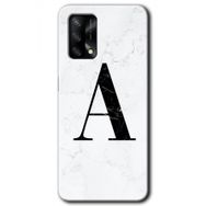 Oppo A74 Beyaz Mermer Desenli A Harfi Baskılı Uyumlu Silikon Kılıf