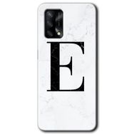 Oppo A74 Beyaz Mermer Desenli E Harfi Baskılı Uyumlu Silikon Kılıf