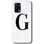 Oppo A74 Beyaz Mermer Desenli G Harfi Baskılı Uyumlu Silikon Kılıf