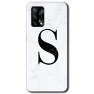 Oppo A74 Beyaz Mermer Desenli Ş Harfi Baskılı Uyumlu Silikon Kılıf