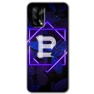 Oppo A74 Dark Neon Yaprak B Harfi Baskılı Uyumlu Silikon Kılıf