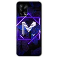 Oppo A74 Dark Neon Yaprak M Harfi Baskılı Uyumlu Silikon Kılıf