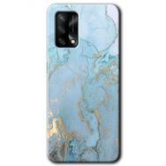 Oppo A74 Mavi Gold Mermer Baskılı Uyumlu Silikon Kılıf
