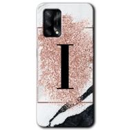Oppo A74 Pembe Mermer Desenli I Harfi Baskılı Uyumlu Silikon Kılıf