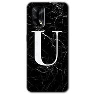 Oppo A74 Siyah Mermer Desenli Ü Harfi Baskılı Uyumlu Silikon Kılıf